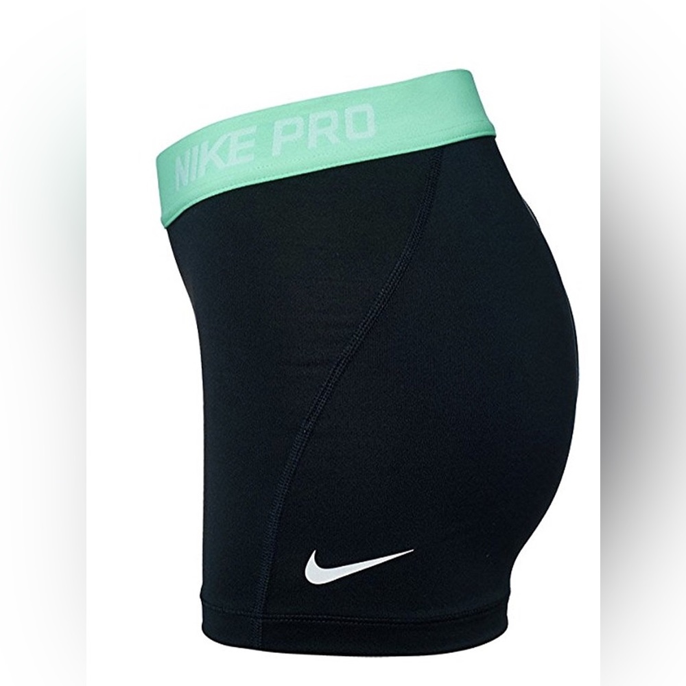 3” Black/mint Nike pro spandex shorts, size medium